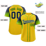 Custom Gold Navy Stripe Fashion Sleeves Gradient Authentic Baseball Jersey