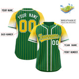 Custom Kelly Green Gold Stripe Fashion Sleeves Gradient Authentic Baseball Jersey