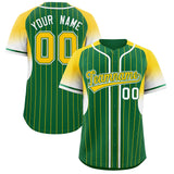 Custom Kelly Green Gold Stripe Fashion Sleeves Gradient Authentic Baseball Jersey