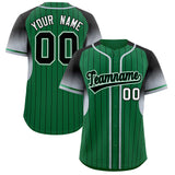 Custom Kelly Green Black Stripe Fashion Sleeves Gradient Authentic Baseball Jersey