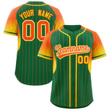 Custom Kelly Green Orange Stripe Fashion Sleeves Gradient Authentic Baseball Jersey