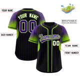 Custom Black Purple Stripe Fashion Sleeves Gradient Authentic Baseball Jersey