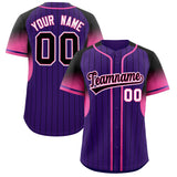 Custom Purple Black Stripe Fashion Sleeves Gradient Authentic Baseball Jersey