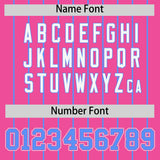 Custom Pink Powder Blue Stripe Fashion Sleeves Gradient Authentic Baseball Jersey