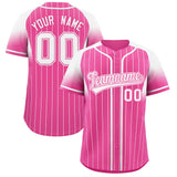 Custom Pink White Stripe Fashion Sleeves Gradient Authentic Baseball Jersey