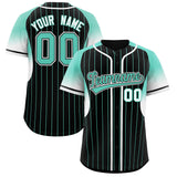 Custom Black Bright Green Stripe Fashion Sleeves Gradient Authentic Baseball Jersey