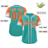 Custom Aqua Orange Stripe Fashion Sleeves Gradient Authentic Baseball Jersey