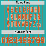 Custom Aqua Orange Stripe Fashion Sleeves Gradient Authentic Baseball Jersey