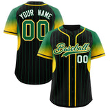 Custom Black Kelly Green Stripe Fashion Sleeves Gradient Authentic Baseball Jersey