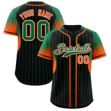 Custom Black Kelly Green Stripe Fashion Sleeves Gradient Authentic Baseball Jersey