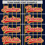 Custom Navy Gold Stripe Fashion Sleeves Gradient Authentic Baseball Jersey