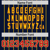 Custom Navy Gold Stripe Fashion Sleeves Gradient Authentic Baseball Jersey
