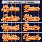 Custom Navy Orange Stripe Fashion Sleeves Gradient Authentic Baseball Jersey