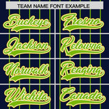 Custom Navy Neon Green Stripe Fashion Sleeves Gradient Authentic Baseball Jersey