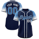 Custom Navy Light Blue Stripe Fashion Sleeves Gradient Authentic Baseball Jersey