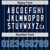 Custom Navy Light Blue Stripe Fashion Sleeves Gradient Authentic Baseball Jersey