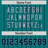 Custom Aqua Navy Stripe Fashion Sleeves Gradient Authentic Baseball Jersey