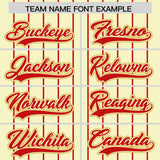 Custom Cream Red Stripe Fashion Sleeves Gradient Authentic Baseball Jersey