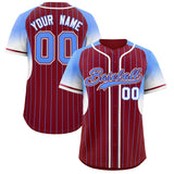 Custom Crimson Powder Blue Stripe Fashion Sleeves Gradient Authentic Baseball Jersey