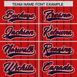Custom Red Navy Stripe Fashion Sleeves Gradient Authentic Baseball Jersey