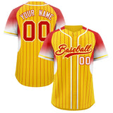 Custom Gold Red Stripe Fashion Sleeves Gradient Authentic Baseball Jersey
