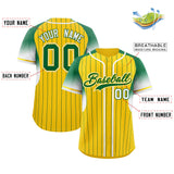 Custom Gold Kelly Green Stripe Fashion Sleeves Gradient Authentic Baseball Jersey
