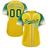 Custom Gold Kelly Green Stripe Fashion Sleeves Gradient Authentic Baseball Jersey