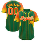 Custom Kelly Green Orange Stripe Fashion Sleeves Gradient Authentic Baseball Jersey