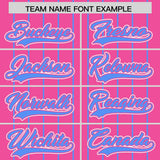 Custom Pink Powder Blue Stripe Fashion Sleeves Gradient Authentic Baseball Jersey