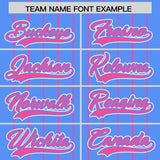 Custom Powder Blue Pink Stripe Fashion Sleeves Gradient Authentic Baseball Jersey