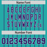 Custom Aqua Purple Stripe Fashion Sleeves Gradient Authentic Baseball Jersey