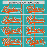 Custom Aqua Orange Stripe Fashion Sleeves Gradient Authentic Baseball Jersey