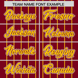 Custom Crimson Gold Stripe Fashion Sleeves Gradient Authentic Baseball Jersey