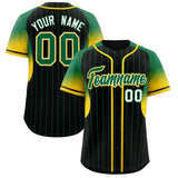 Custom Black Kelly Green Stripe Fashion Sleeves Gradient Authentic Baseball Jersey