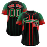 Custom Black Kelly Green Stripe Fashion Sleeves Gradient Authentic Baseball Jersey