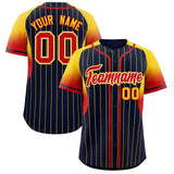 Custom Navy Gold Stripe Fashion Sleeves Gradient Authentic Baseball Jersey