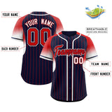 Custom Navy Red Stripe Fashion Sleeves Gradient Authentic Baseball Jersey