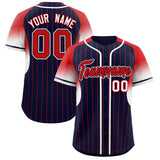 Custom Navy Red Stripe Fashion Sleeves Gradient Authentic Baseball Jersey
