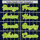 Custom Navy Neon Green Stripe Fashion Sleeves Gradient Authentic Baseball Jersey