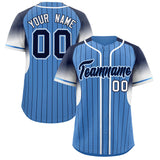 Custom Light Blue Navy Stripe Fashion Sleeves Gradient Authentic Baseball Jersey
