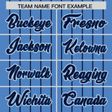 Custom Light Blue Navy Stripe Fashion Sleeves Gradient Authentic Baseball Jersey