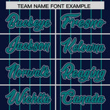 Custom Navy Aqua Stripe Fashion Sleeves Gradient Authentic Baseball Jersey