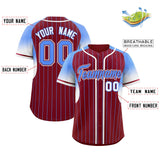 Custom Crimson Powder Blue Stripe Fashion Sleeves Gradient Authentic Baseball Jersey