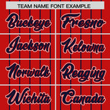 Custom Red Navy Stripe Fashion Sleeves Gradient Authentic Baseball Jersey