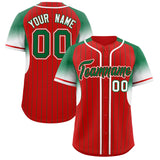 Custom Red Kelly Green Stripe Fashion Sleeves Gradient Authentic Baseball Jersey
