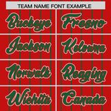 Custom Red Kelly Green Stripe Fashion Sleeves Gradient Authentic Baseball Jersey