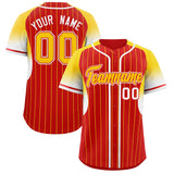 Custom Red Gold Stripe Fashion Sleeves Gradient Authentic Baseball Jersey