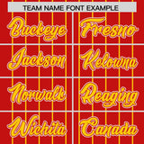 Custom Red Gold Stripe Fashion Sleeves Gradient Authentic Baseball Jersey