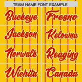 Custom Gold Red Stripe Fashion Sleeves Gradient Authentic Baseball Jersey