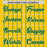 Custom Gold Kelly Green Stripe Fashion Sleeves Gradient Authentic Baseball Jersey